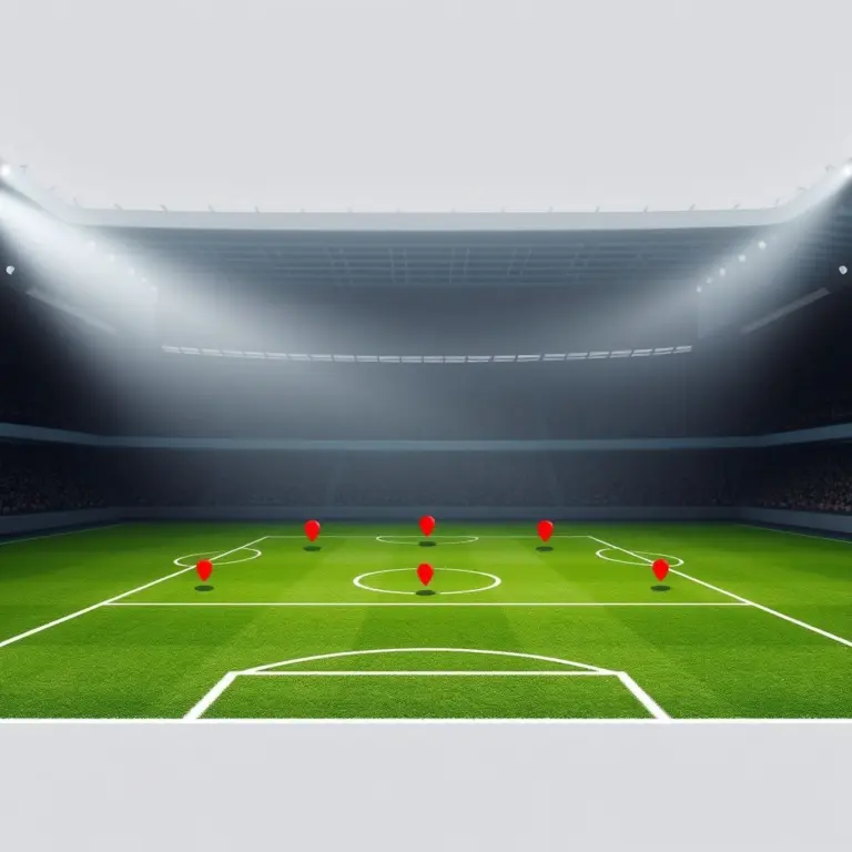 Vertical view of a soccer field.