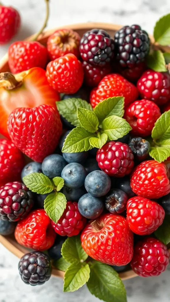 Assortment of fresh fruits and berries