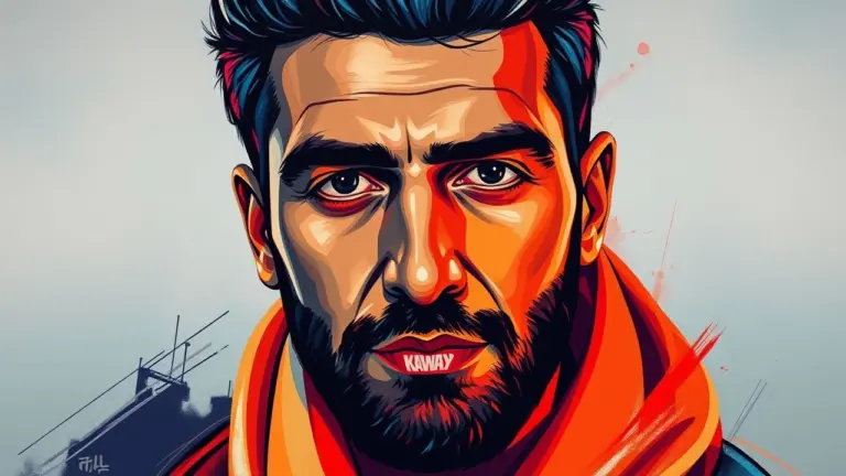 Modern artistic portrait of Mohammad Ali Ataifar with bold colors and dramatic shadows.