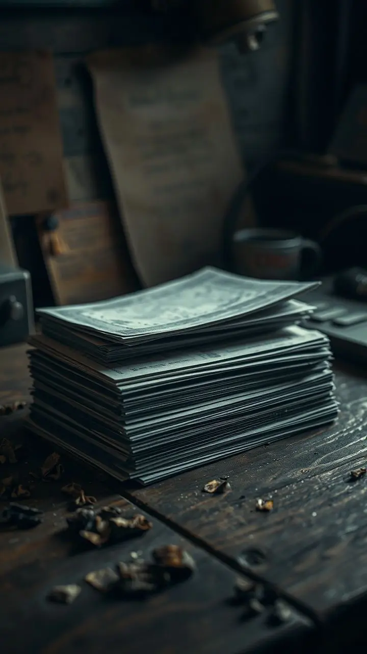 Close-up of carbon paper stack on vintage desk.