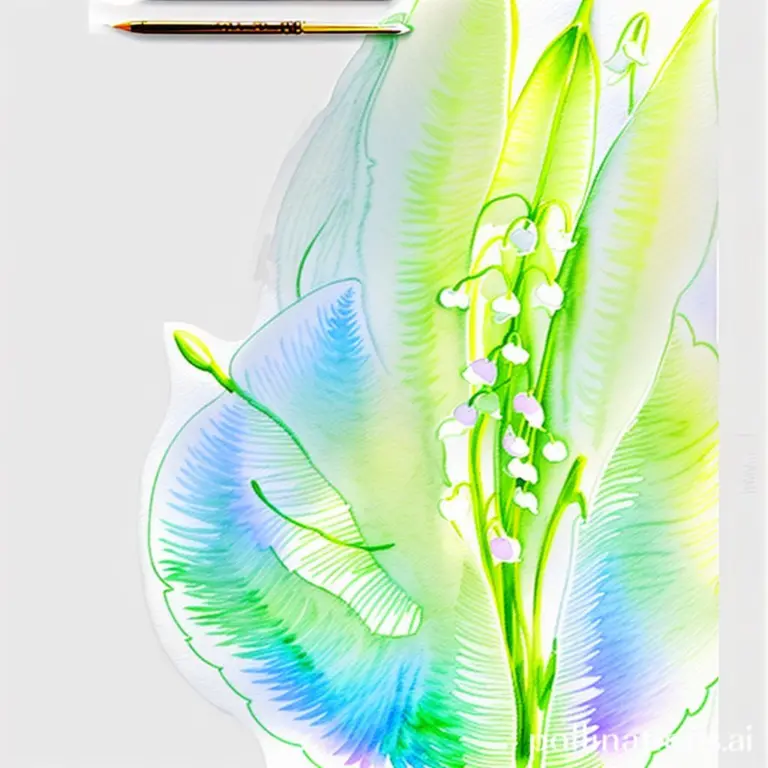 Watercolor painting of lily-of-the-valley flowers.