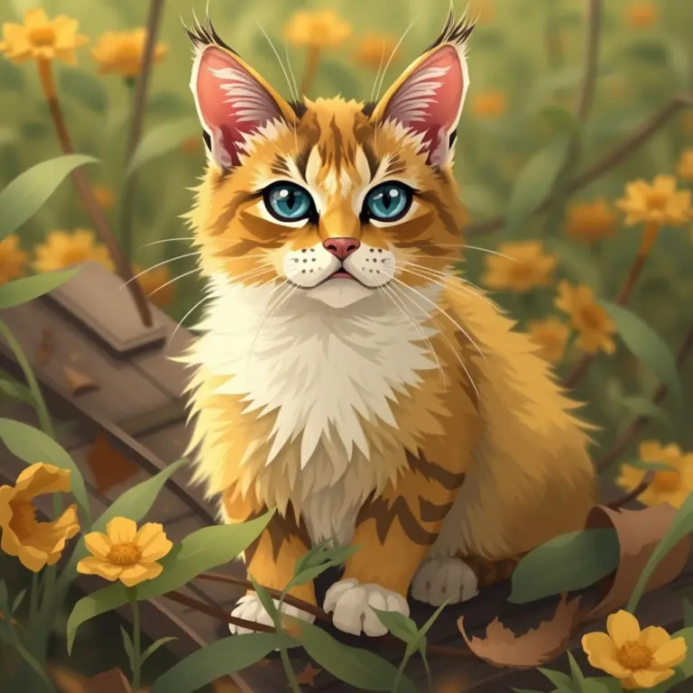 Cat emerging from a flower