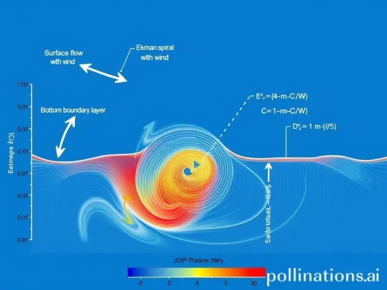 Diagram of wind-driven ocean currents with arrows and annotations.