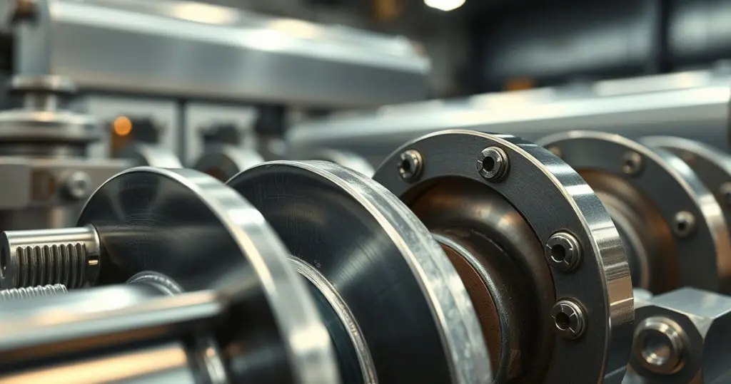 Close-up of shiny metallic parts with a zinc-nickel finish in a studio setting.