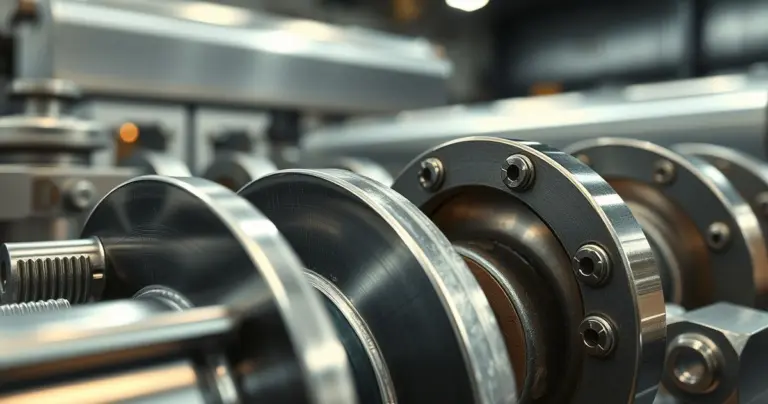 Close-up of shiny metallic parts with a zinc-nickel finish in a studio setting.